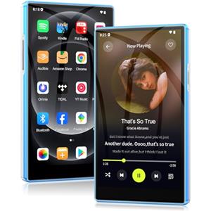 AGXOV Lettore MP3 con Wi-Fi & Bluetooth, 5 Pollici Touchscreen MP4 Player, Lettore Musicale Android con Spotify, Amazon Music, Deezer, Radio FM, Registratore Vocale, E-book Reader, Blu & Bianco