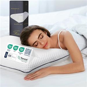 Ferò Cuscino Memory Foam Ergonomico 70x40x12 con Fibra Tencel - Lusso e Comfort per Riposo Rigenerante - Cuscino Cervicale Medio Rigido e Traspirante per Collo, Schiena e Spalle - Certificato OEKO-TEX