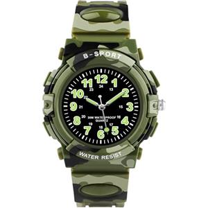 GUUMUXIN Orologio Analogico Bambini, 30m Resistenza Acqua, Orologio Apprendimento Tempo, Cinturino TPU Morbido, Orologio Sportivo Cronografo, Adatto Bambini 4-12 Anni (Mimetico)