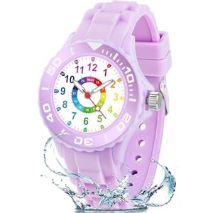 GUUMUXIN Orologio Bambino, Orologio Educativo con Lancette per Bambini, Quadrante Multicolore con Scale Chiare, Con Cinturino Morbido, Adatto a Ragazzi e Ragazze dai 5-16, Facile da Leggere e Imparare