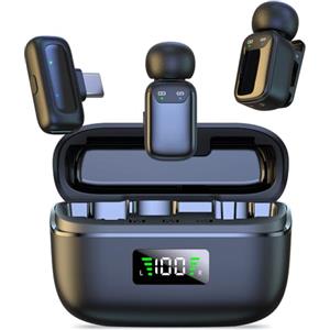 NicNok Microfono lavalier wireless per iPhone, iPad, mini microfono per live streaming, registrazione video, telefono Android, computer, interviste all'aperto o al chiuso, YouTube, Vlog, TikTok