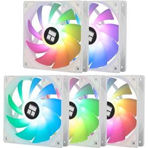 TR TL-C12CW-S X5 CPU Air Fan 120mm ARGB, PWM Silent Computer Fan con cuscinetto S-FDB, fino a 1550RPM Speed Cooling Ventilatore,Ventilatore di raffreddamento PC,5-Packs,Bianco