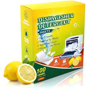 Snugcore 100 fogli per lavastoviglie - pastiglie per lavastoviglie senza sostanze chimiche, foglie fresche per piatti puliti e lucidi, ecologici ed efficaci