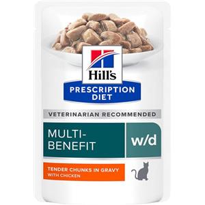 Hill's Prescription Diet W/D Multi-Benefit Alimento Umido per Gatti con Pollo - 85g, Gestione Glicemia e Peso