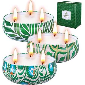 Supersun - Candele alla citronella, 3 candele profumate grandi da 396,9 g, senza fumo, durata 80 ore, per giardino, barbecue, campeggio, patio, esterni, interni, 100% cera di soia naturale