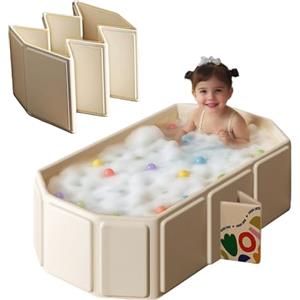 XiaoEEE Vaschetta Bagnetto Pieghevole - XL Vasca Portatile Salvaspazio - Antiscivolo con Struttura Rinforzata per Doccia e Casa - Senza BPA (Rosa)