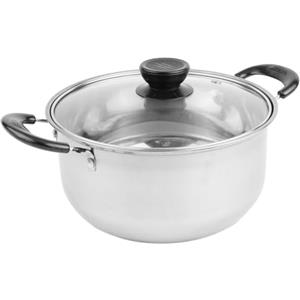 Besttoolifes Pentola in acciaio inox con coperchio in vetro, diametro 18,5 cm, compatibile con piano cottura a induzione, pentola per zuppe, latte, stufati e tagliatelle (due manici)