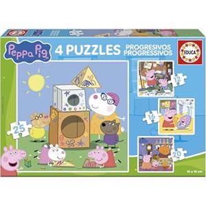 Educa - Puzzle Progressivo Peppa Pig | 4in1 Progressivo 12/16/20/25 pezzi | Peppa Pig, Bambini | dai 3 anni (20326)