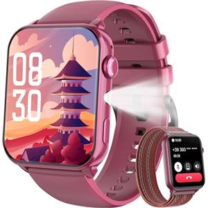 IOWODO Smartwatch Uomo Donna,Orologio Fitness con Chiamate,1.91" Smart Watch Monitor del SpO2/ Sonno,24H Cardiofrequenzimetro,100 modalità Sportive,Fitness Tracker per Android iOS(Claret)
