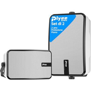 Plyee Audio Altoparlanti Bluetooth 400W,Bassi Potenti, Sincronizzazione Wireless con 100 Altoparlanti, Montaggio a Parete per Patio, Veranda, Garage, Coppia (MZ-621)