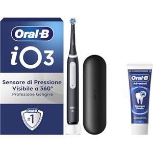 Oral-B Spazzolino Elettrico Ricaricabile iO 3N Nero, 1 Testina Di Ricambio, 1 Spazzolino Elettrico Oral B + 1 Dentifricio Gengive & Smalto Pro-Repair Classico 75ml