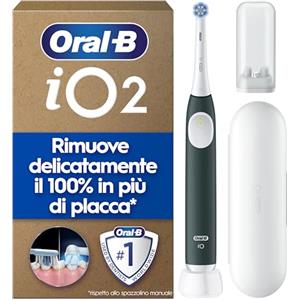 Oral-B Spazzolino Elettrico iO 2 Verde, 1 Testine Di Ricambio, Spazzolino Elettrico Ricaricabile, Pulizia Denti Efficace, Copri Testine, Sensore Di Pressione, Delicato Sulle Gengive, Custodia