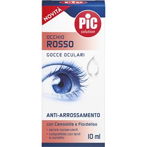Pic Occhio Rosso Gocce Oculari 10ml - Soluzione Sterile Idratante e Lubrificante con Ialuronato di Sodio