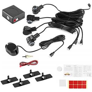 Qiilu Sensori Parcheggio Auto 65dB Retromarcia per Auto Parcheggio Posteriore Kit 4 Sensori con Suono di Allarme di Assistenza Al Parcheggio Intelligente Kit Allarme