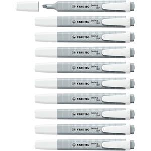 STABILO swing cool Pastel - Evidenziatore tascabile grigio polvere, confezione da 10, punta smussata, tecnologia Anti-Dry-Out