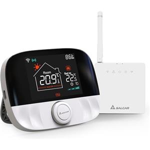 SALCAR Termostato intelligente WiFi per caldaia a gas T9W RF Termostato per radiatore con ricevitore Tuya programmabile, termostato da parete, compatibile con Amazon Alexa & Google Home