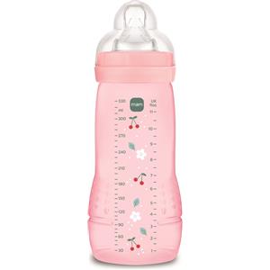 MAM Biberon Easy Active 330 ml - Ergonomico, Tettarella Piatta Misura 3, Rosa per Bambini Attivi 4 Mesi