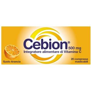 Cebion - Integratore di Vitamina C 500mg Gusto Arancia - 20 Compresse Masticabili