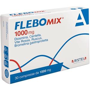 ARISTEIA FARMACEUTICI SRL Flebomix 1000 mg - Integratore alimentare per contrastare pesantezza alle gambe e favorire il drenaggio dei liquidi e la circolazione venosa - Formato 30 compresse