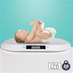 BAKAJI Bilancia Pesa Bambini Neonati Display Digitale LCD Pesa Neonato 20KG Bianco