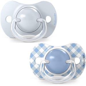 Suavinex Wild and Free - Succhietto in Silicone per Neonati 0-6 Mesi, Confezione da 2, Tettarella Fisiologica Simmetrica Blu