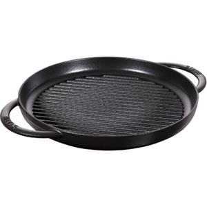 Staub Bistecchiera Rotonda in Ghisa Nera, 30 cm - Perfetta per Grigliare Bistecche, Pollo e Verdure