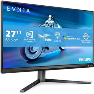 Philips Evnia 27M2N5500 - Monitor da gioco QHD da 27 pollici, 180 Hz, FreeSync Prem., G-Sync comp., HDR400 (2560x1440, 1 ms, HDMI, DisplayPort) nero/grigio