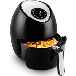 Uten Friggitrice ad Aria 4,5 Litri, Uten Air Fryer a Risparmio Energetico Con 7 Programmi, Ricette PDF, Accessori a Doppio Strato, LED Touch Screen, 1500W, PFOA e BPA Free