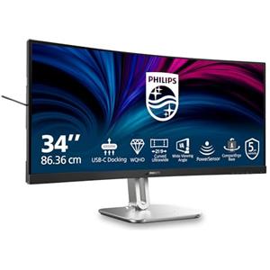 Philips 34B2U5600C - Monitor curvo WQHD da 34 pollici, regolabile in altezza (3440x1440, 120Hz, HDMI, DisplayPort, USB-C (100W PD), RJ45, USB Hub) grigio scuro