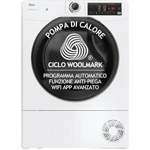 Hoover H-DRY 350 Asciugatrice 9 Kg a Pompa di Calore, Wi-Fi + Bluetooth, Aquavision Easy Case, 15+1 Programmi, Partenza Ritardata, 85 x 59,6 x 60,4 cm (AxLxP), Bianco, HR EH9N2TBE-S