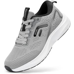 FitVille Scarpe Running Uomo Pianta Larga Comodo Sneakers Ginnastica Traspirante Leggere Scarpe da Corsa su Strada Grigio 44.5 EU Larga