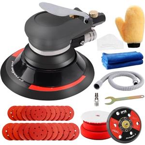 SPTA Ponceuse à Air, Polisseuse Excentrique SPTA 125mm 150mm Levigatrice rotorbitale pneumatica con 24 carta vetrata e 3 spugne lucidanti Polisseur Orbitale Pneumatique per lucidare, levigare