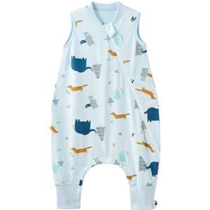 Duomiaomiao Sacco nanna estivo, sacco a pelo con piedi 0,5 tog, sottile sacco a pelo estivo con piedi, 100% cotone sacco a pelo bambini estate 3-4 anni