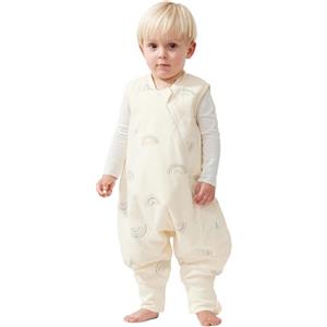 Duomiaomiao Sacco nanna con piedi, per tutto l'anno, in 100% cotone, con piedi, 1,5 Tog, sacco nanna con gambe, per bambini e bambine(Rainbow/3-4 anni)