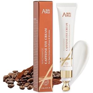 ANAI RUI ANAiRUi Crema per gli occhi di caffeina, crema per gli occhi di niacinamide contro occhiaie e gonfiore, crema per anti-invecchiamento & Friming con rullo oculare