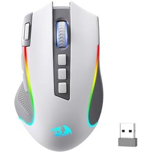 Redragon M612 PRO RGB Gaming Mouse 8000 DPI Cablato/Wireless 9 Tasti Programmabili 6 Modalità Retroilluminazione BT & 2.4G Supporto Software Grigio e Bianco