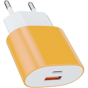 Samneer 25W USB tipo C Caricabatterie veloce 15W USB tipo A Adattatore （giallo）Per:iPhone17/16 Pro/Pro Max/Plus/15 14 13 12 11 Pro Max X XS cellulareSpina di ricarica USB C Rapido Alimentator