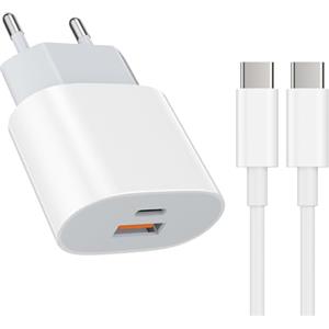 Samneer Caricabatterie rapido da 25W con cavo di ricarica rapida da 1,8 m Compatibile con:iPad,iPhone17,16,15 Pro/Max Potenza intelligente:25W/20W/18W/12W/10W/5W Ricarica i dispositivi in tutta sicurezza