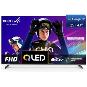 CHiQ L43QST 43 Pollici (109cm) TV QLED Pro Smart Google Full HD TV - Design Metallo Senza Cornice, 90% DCI-P3, HDR10, Dolby Audio, Controllo Vocale