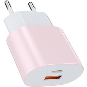 Samneer Alimentatore di ricarica rapida da 25W (rosa) Compatibile con:iPad,iPhone 17,16,15,14 Pro/Max Potenza intelligente: 25W/20W/18W/12W/10W/5W Ricarica i dispositivi in tutta sicurezza tramite porte USB