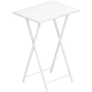 HOOBRO Tavolino, Tavolini per Spuntini, Pieghevoli Tavolo, Accanto al Divano, Stile Industriale, per Spazio Stretto, Struttura Stabile, Montaggio Facile, Bianco EWW15BZ01