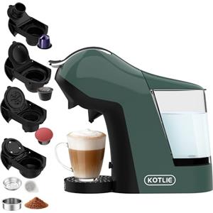 KOTLIE Macchina da caffè 5 in 1, 19 bar, multi-capsula per Nespresso Original/Dolce Gusto/ESE Pads (44 mm)/caffè in polvere, serbatoio acqua da 1 l, 3 temperature/7 quantità di acqua