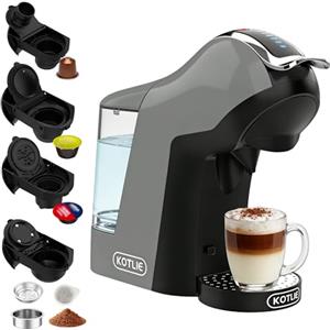 KOTLIE EM-308B - Macchina da caffè a capsule 5 in 1, 19 bar, multi-capsula per Nespresso Original/Dolce Gusto/ESE Pads (44 mm)/caffè in polvere, serbatoio acqua da 1 l, 3 temperature/7 quantità di acqua