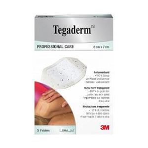 3M Tegaderm Medicazione Trasparente 6x7 cm - 5 Pezzi, Impermeabile e Traspirante, Dispositivo Medico CE