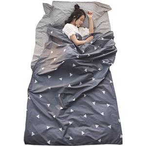 Azarxis Sacco Lenzuolo in Cotone Estivo per Letto - Sacco a Pelo Singolo/Matrimoniale Traspirante per Campeggio Viaggio Camper Casa Hotel (Grigio, M - 120 x 230 cm)