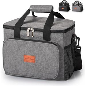 BalladHome Borsa Termica Porta Pranzo 15L Portatile Borsa Frigo Borsa Pranzo Ufficio Termica per Uomo e Donna Pieghevole Borsa per il Pranzo Lunch Bag per Scuola Picnic Spiaggia (Grigio)-C