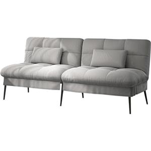 COMHOMA Divano Letto Pieghevole con Schienale Regolabile a 5 Posizioni, Divano Trasformabile Salvaspazio, Schiuma ad Alta Densità, Tessuto, Grigio