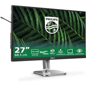 Philips Monitors27B2G5200 Monitor Full HD da 27 pollici, altezza regolabile, altoparlanti, Adaptive Sync (1920x1080, 75 Hz, 1x D-Sub, 1x HDMI 1.4, 1x DisplayPort 1.2, USB Hub) scuro/grigio