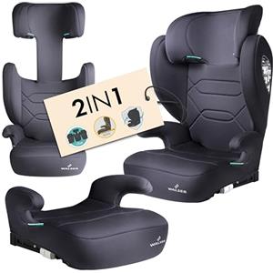 WALSER Seggiolino auto Premium Numa, rialzo bambino 2in1 ISOFIX schienale rimovibile + poggiatesta regolabile 3-8 anni 100-150 cm ultima normativa ECE R 129, rialzo auto antracite