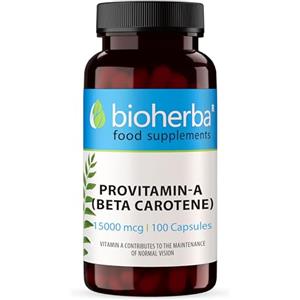 BIOHERBA 100 Beta Carotene 15000 mcg - Pro Vitamina A ad alta potenza per la salute della pelle e del sistema immunitario di BIOHERBA